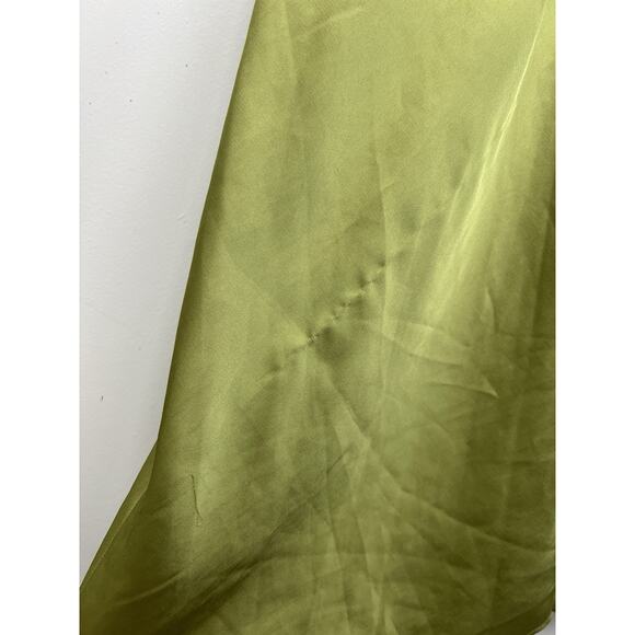 Abercrombie & Fitch L Green Satin Angel Flutter Sleeve Wedding Guest Maxi Dress - Picture 12 of 13